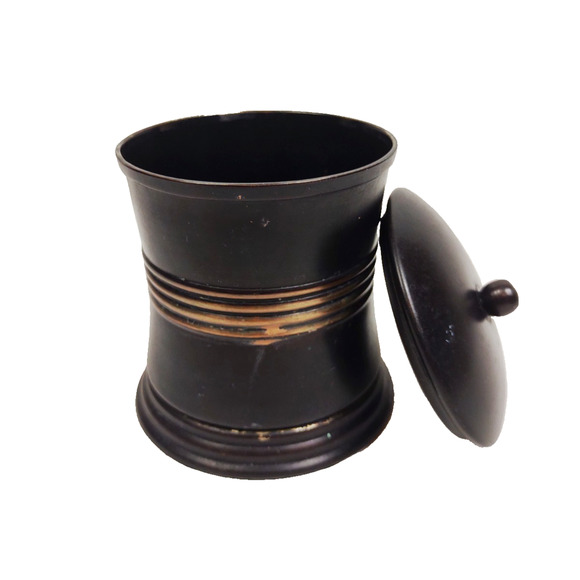 Lexington Oil Rubbed Bronze Metal Cotton Ball Qtip Holder Bath Decor 4.5" India - Picture 2 of 7